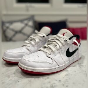 Jordan Athletic Shoes White with Red and Black Accents